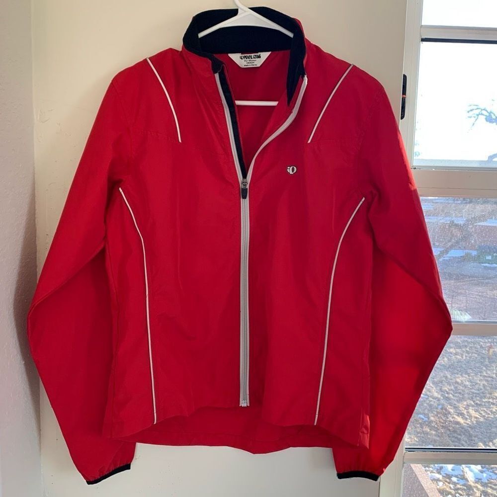 PEARL IZUMI red windbreaker jacket full zip sz m womens